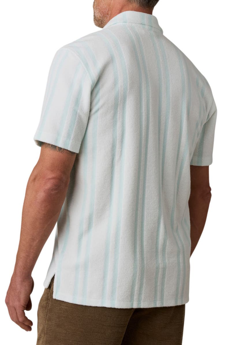 Faherty Cabana Terry Cloth Camp Shirt, Alternate, color, Teal Springs Stripe