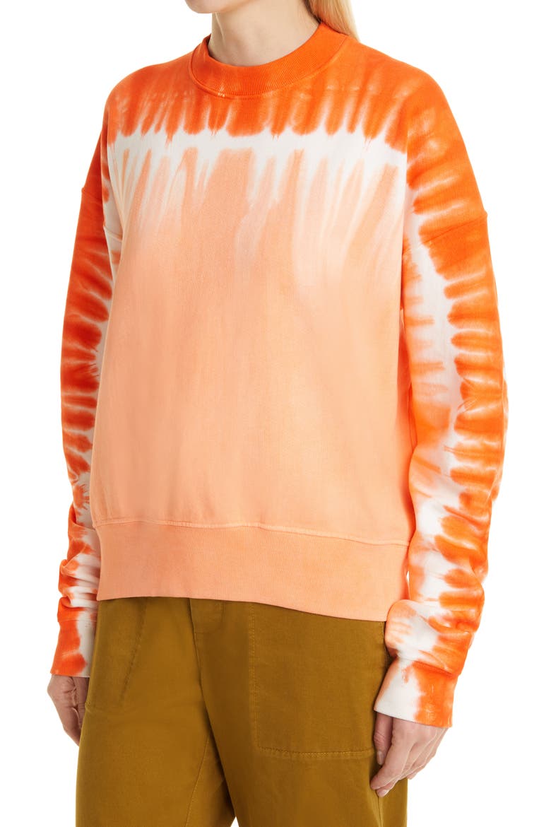 Tie Dye Sweatshirt, Alternate, color, APRICOT/ BRIGHT ORANGE