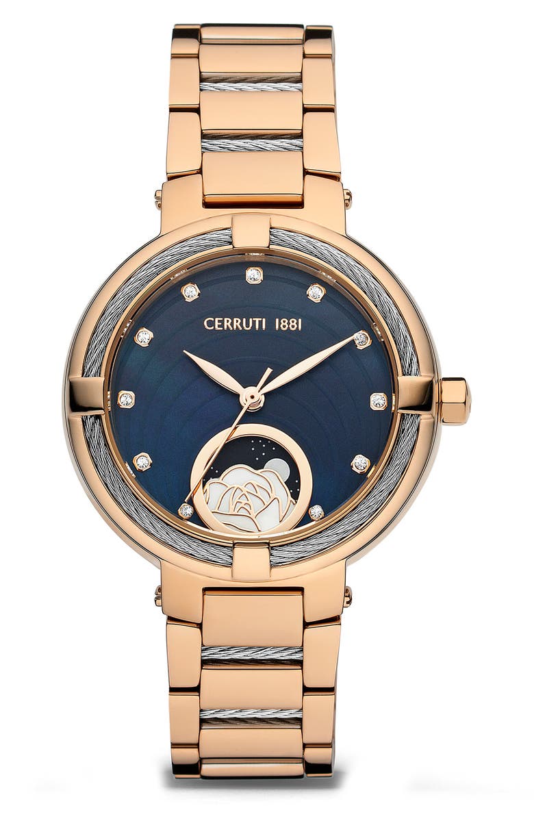 Cerruti 1881 Gardena Swarovski Crystal Embellished Bracelet Watch, 34mm, Main, color,