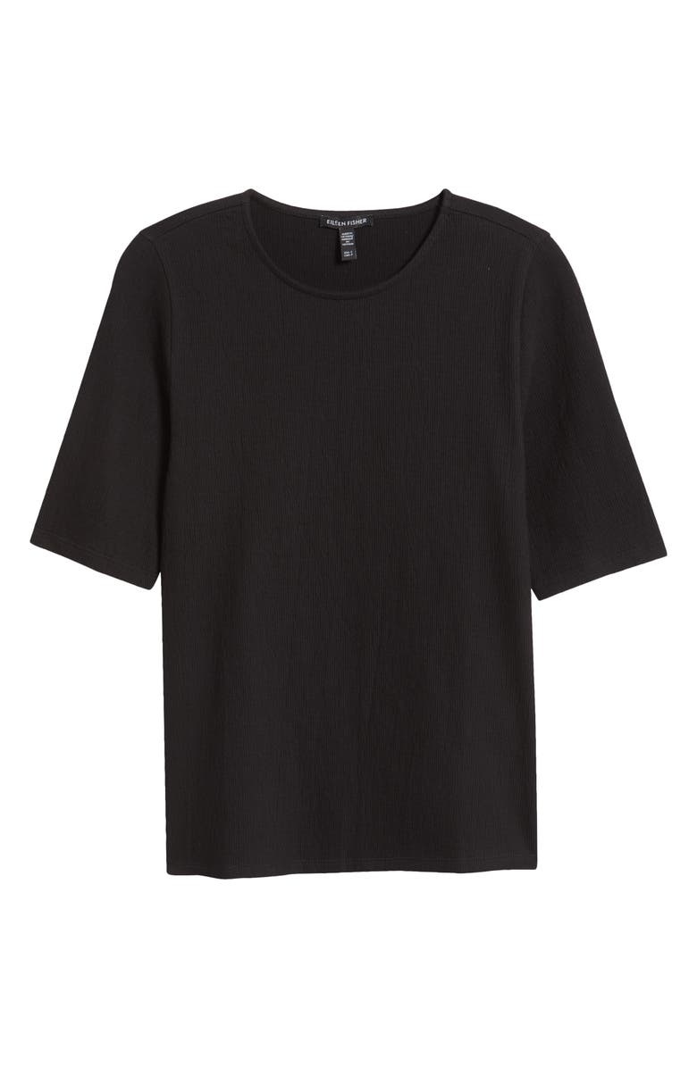 Eileen Fisher Crewneck Jersey Top, Alternate, color, Black