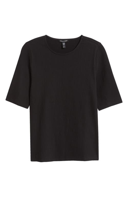 Eileen Fisher Crewneck Jersey Top In Black