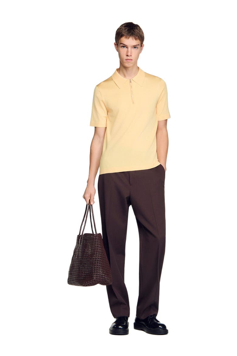 Knitted polo with zip collar, Alternate, color, Light yellow