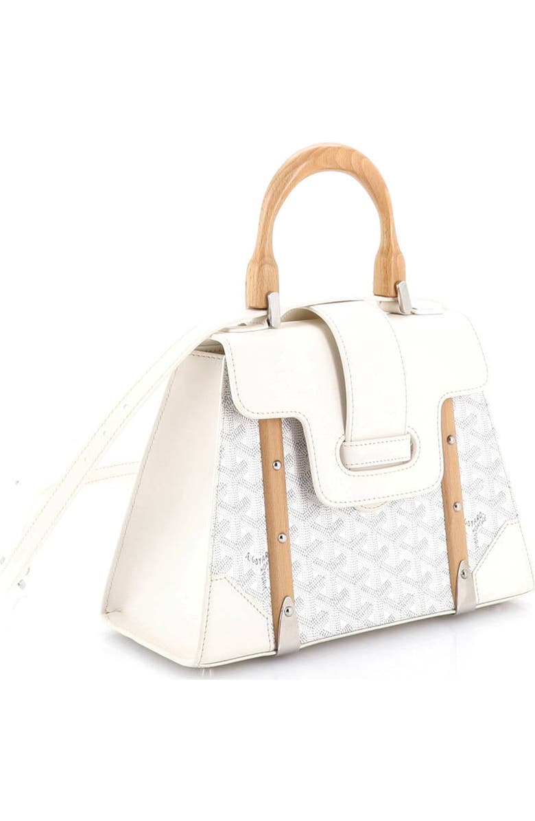 Pre-Owned Goyard Saigon Top Handle Bag Coated Canvas with Leather PM, Alternate, color, White