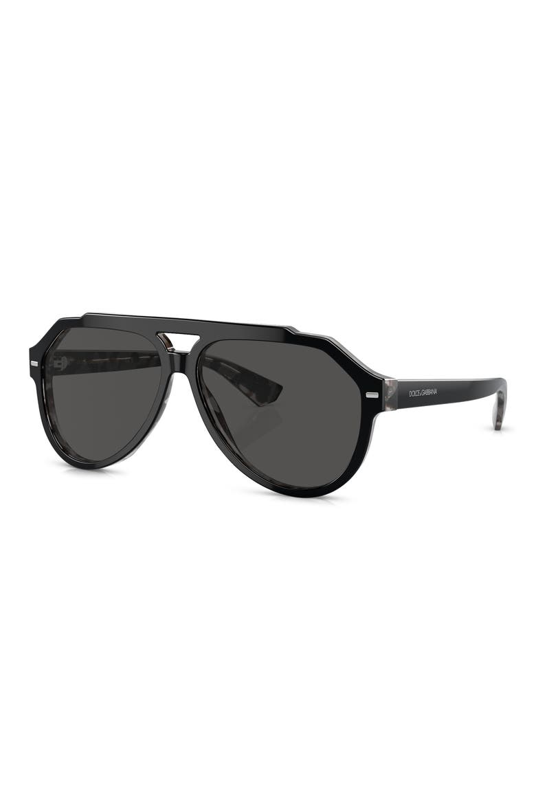 60mm Pilot Sunglasses, Alternate, color, DARK GREY