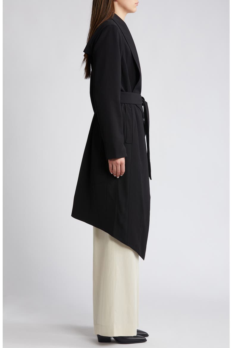 Shawl Collar Belted Coat, Alternate, color, BLACK