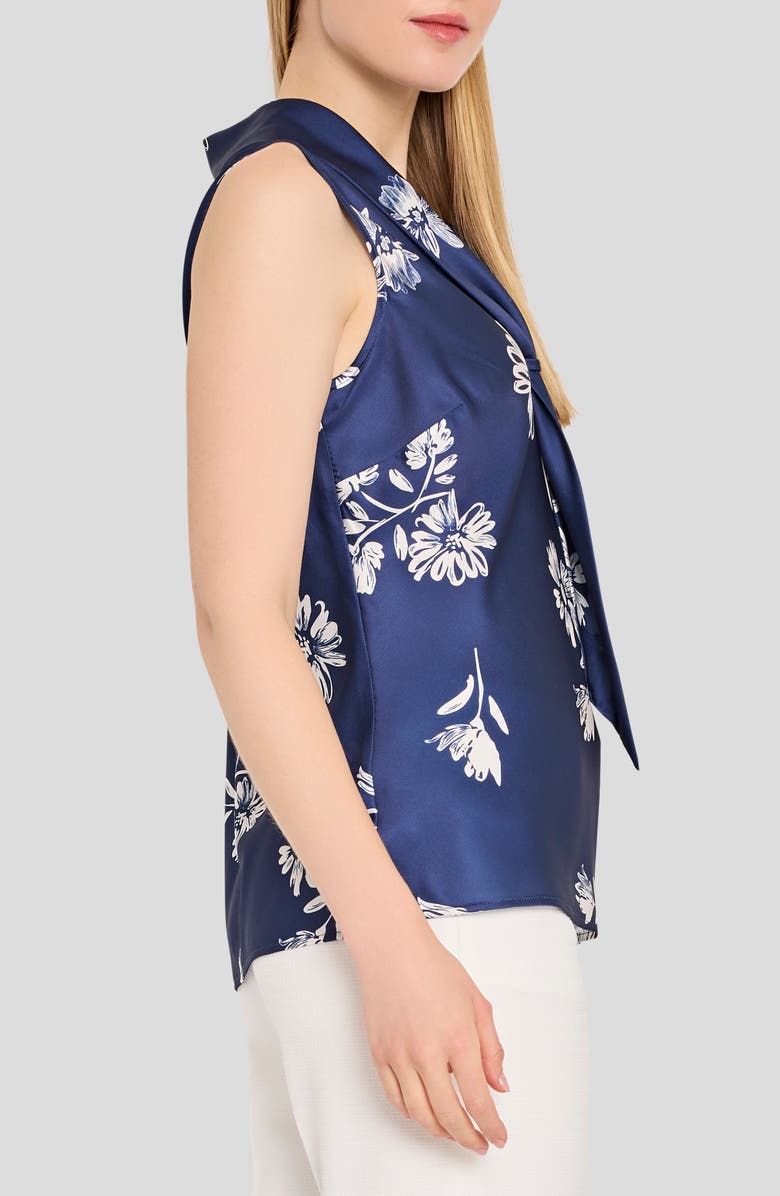 Tahari ASL Sailor Tie Neck Sleeveless Top, Alternate, color, Navy Ivory