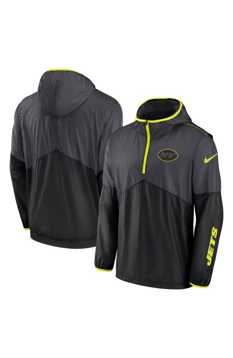 Nike Men's Nike Anthracite New York Jets Volt Hoodie Half-Zip Jacket, Main, color, Anthracite
