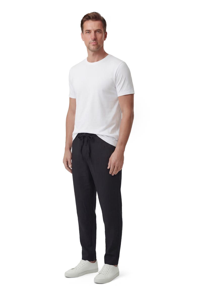 Solid Linen Drawstring Pant, Alternate, color, BLACK