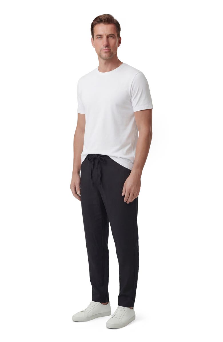 Lords of Harlech Solid Linen Drawstring Pant, Alternate, color, Black