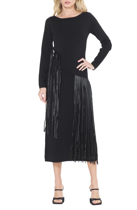 Jessica Fringe Long Sleeve Midi Dress
