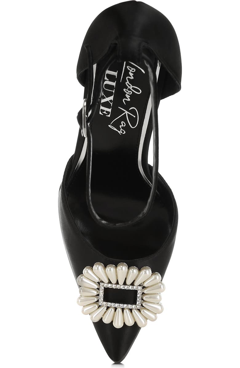LONDON RAG Maeissa Pearly Brooch Ankle Strap Platform Pump, Alternate, color, Black