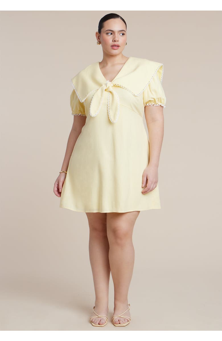 ELOQUII Sailor Collar Mini Dress, Main, color, Butter Yellow