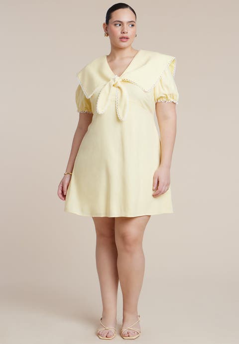 Sailor Collar Mini Dress (Plus)