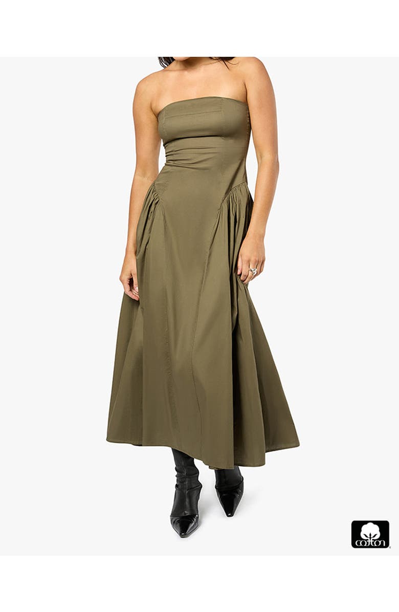 WeWoreWhat Strapless Corset Ruched Dress, Main, color, Dark Grey