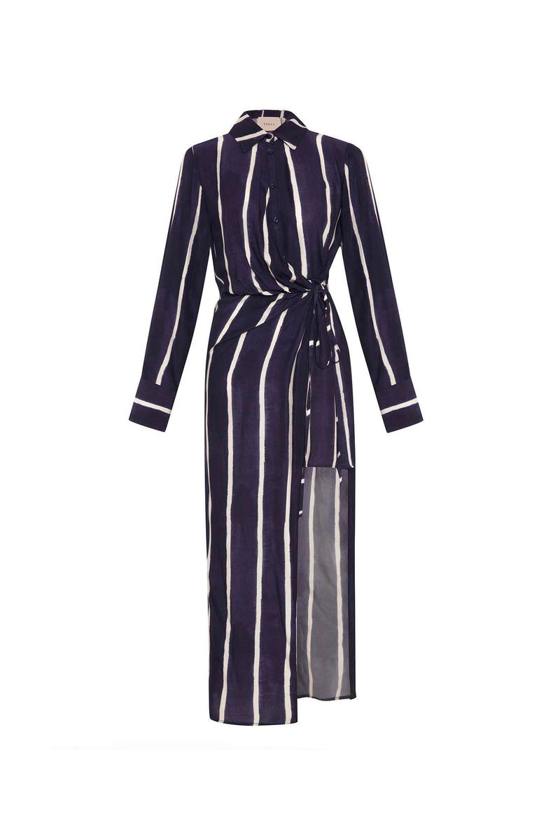 THEO The Label Selena Stripe Draped Shirtdress, Main, color, Future Dusk