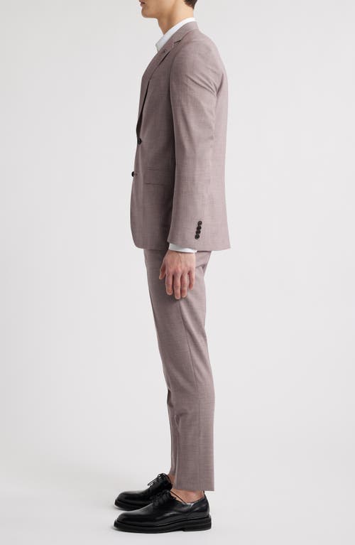 Allsaints Ross Slim Fit Mauve Mélange Wool Blend Suit In Purple