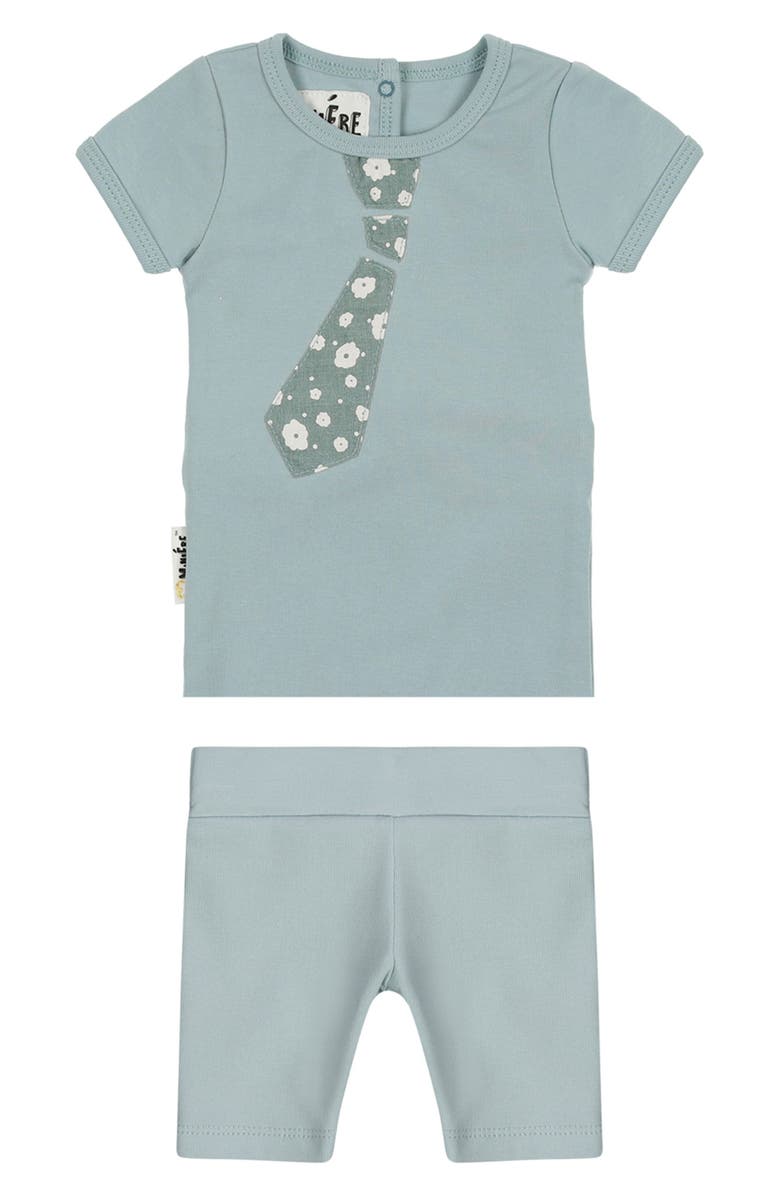 Manière Fly Away Tie Short Sleeve T-Shirt & Shorts Set, Main, color, Powder Blue