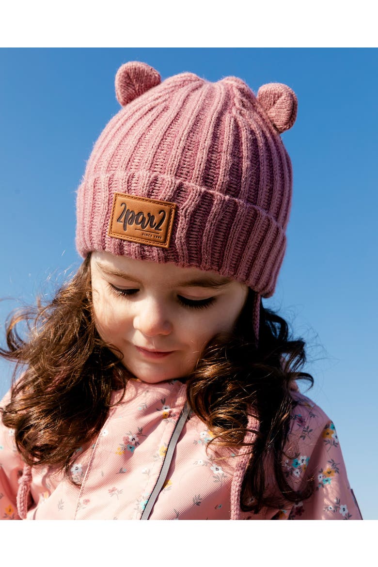 Baby Girl's Baby Knit Hat With Ears Ancient Rose, Alternate, color, Ancient Rose