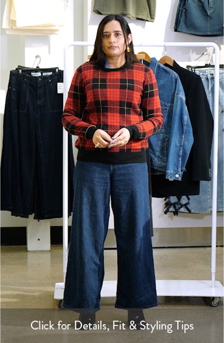 Plaid Crewneck Cotton Blend Sweater, sales video thumbnail