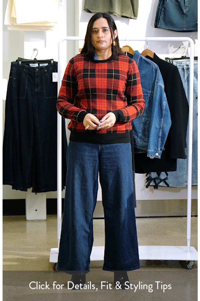 Plaid Crewneck Cotton Blend Sweater video