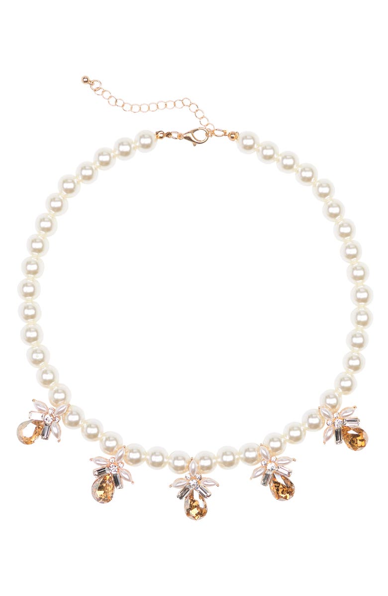 Tasha Imitation Pearl Crystal Drop Necklace, Main, color,