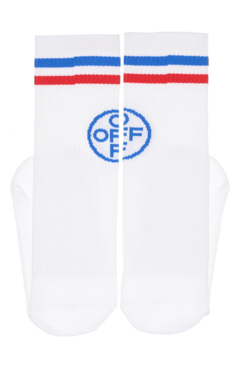 Off-White Long Cross Off Socks, Alternate, color, White Blue