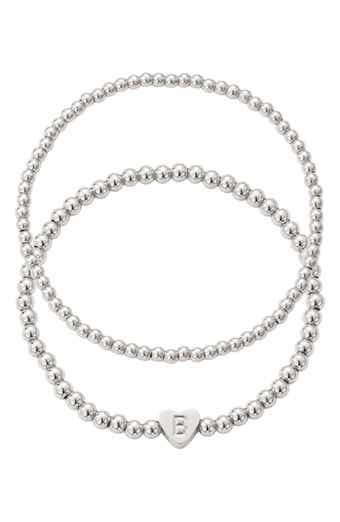 Beaded Initial Charm Bracelet Set