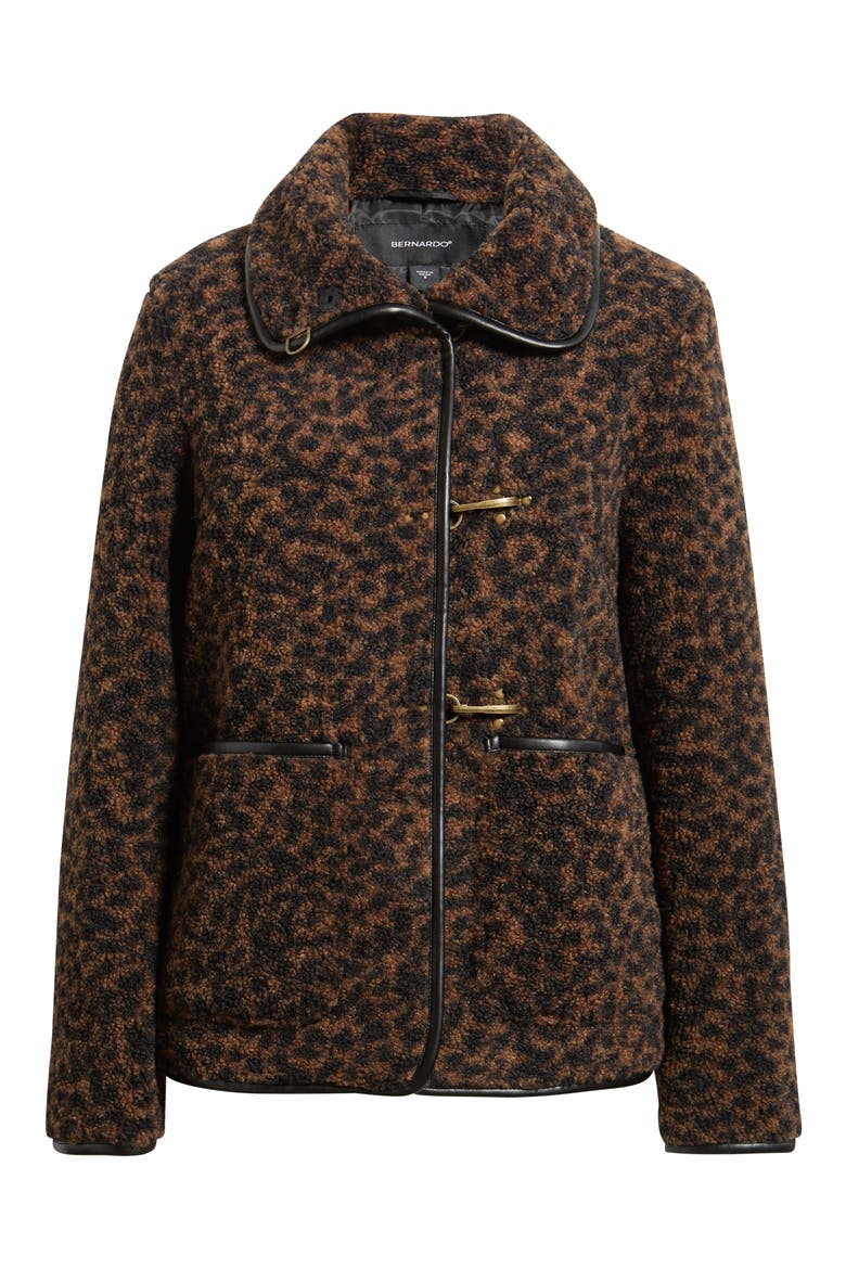 High Pile Fleece Coat, Alternate, color, BROWN LEOPARD