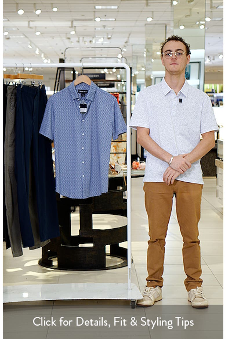 Halyard Trim Fit Boomerang Print Short Sleeve Performance Button-Up Shirt video