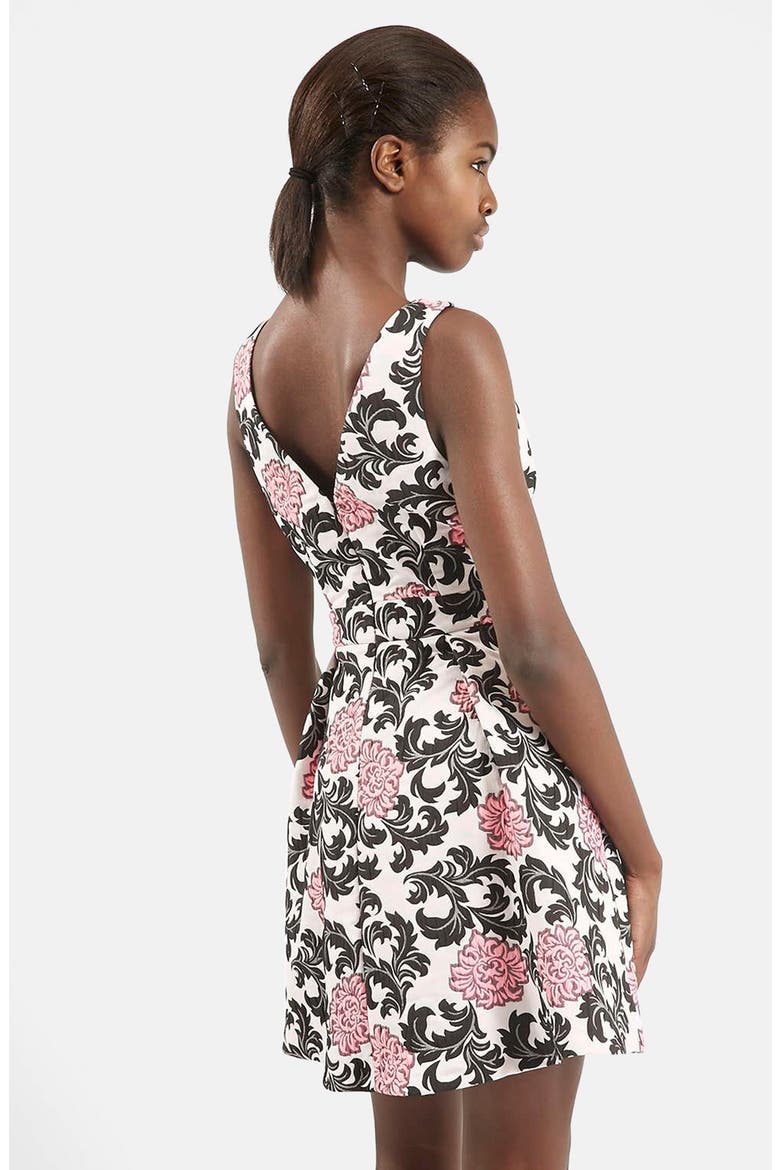 Floral Jacquard Pleated Dress, Alternate, color, PINK MULTI