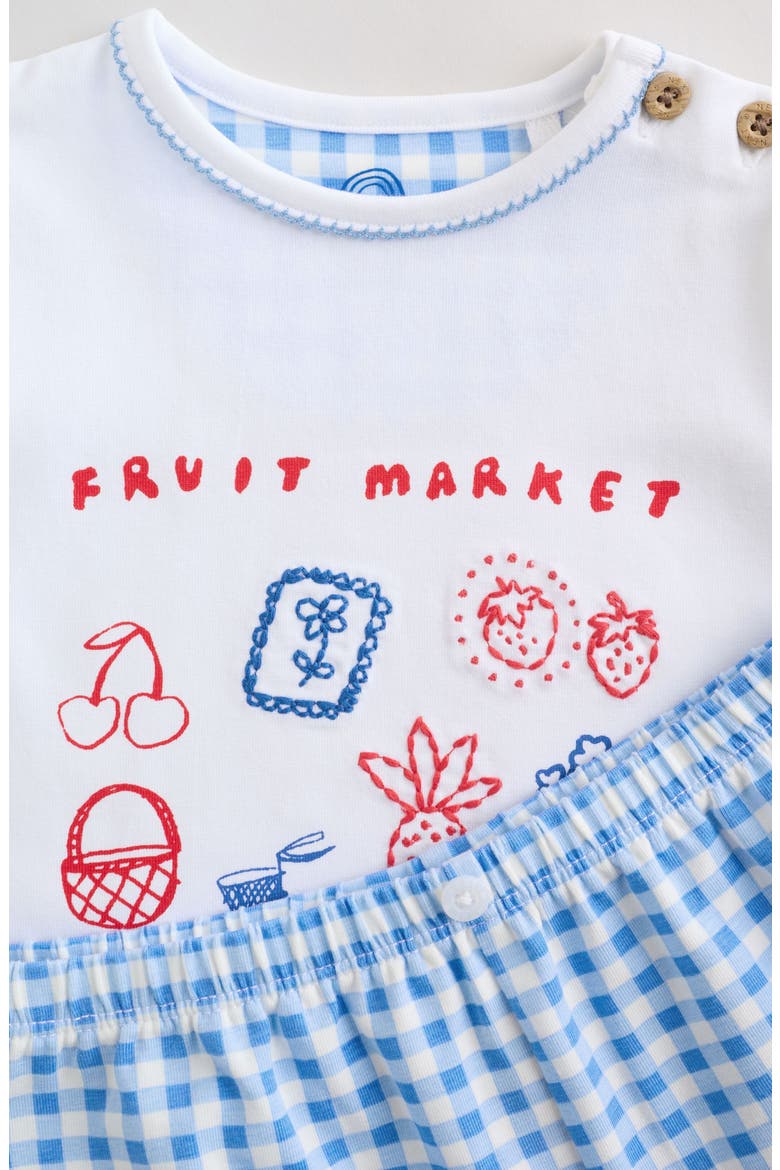 Kids' Fruit Market Embroidered T-Shirt & Gingham Shorts Set, Alternate, color, WHITE/BLUE