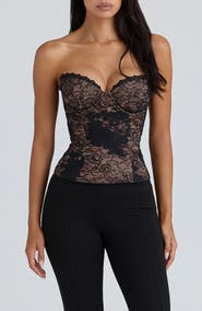 HOUSE OF CB Yara Strapless Lace Corset Top