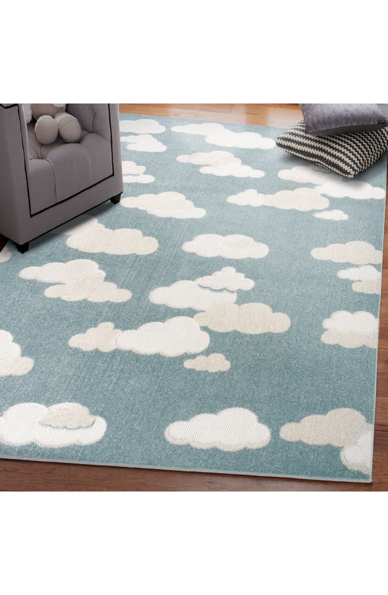 JONATHAN Y Hedwig High-Low Youth Cloud Scandi Indoor/Outdoor Area Rug, Alternate, color, Blue/Ivory