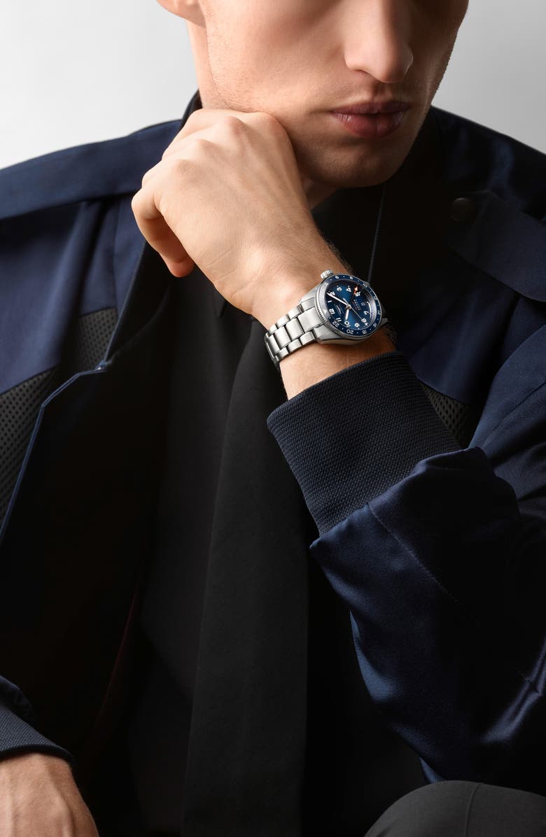 Longines Spirit Zulu Bracelet Watch, 39mm, Alternate, color, Silver/ Steel