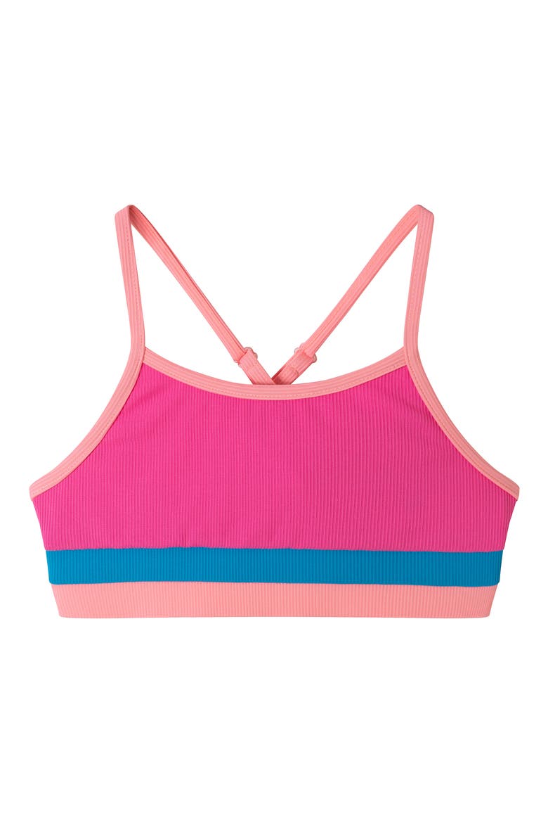 Kids' Colorblock Rib Two-Piece Swimsuit, Alternate, color, PINK
