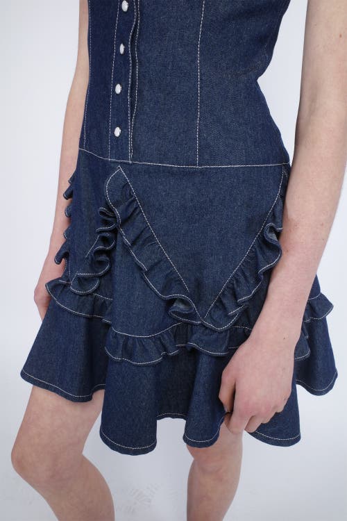 Anna Sui Denim Ruffle Dress In Denim