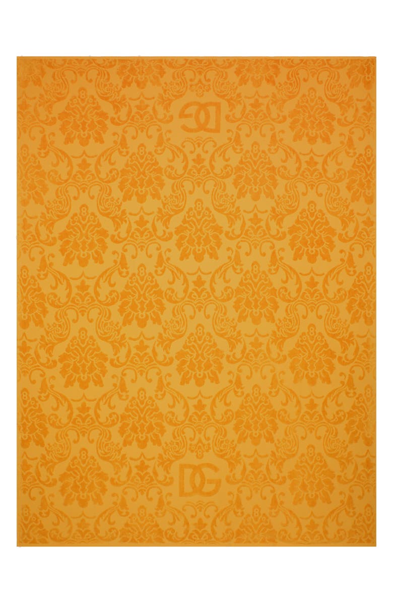 Dolce&Gabbana DG Logo Jacquard Beach Towel, Alternate, color, Gold