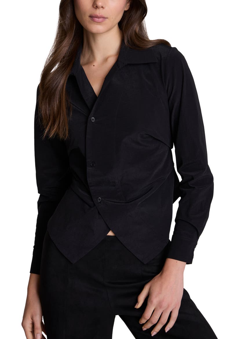 Asymmetrical Button Down Shirt, Main, color, BLACK