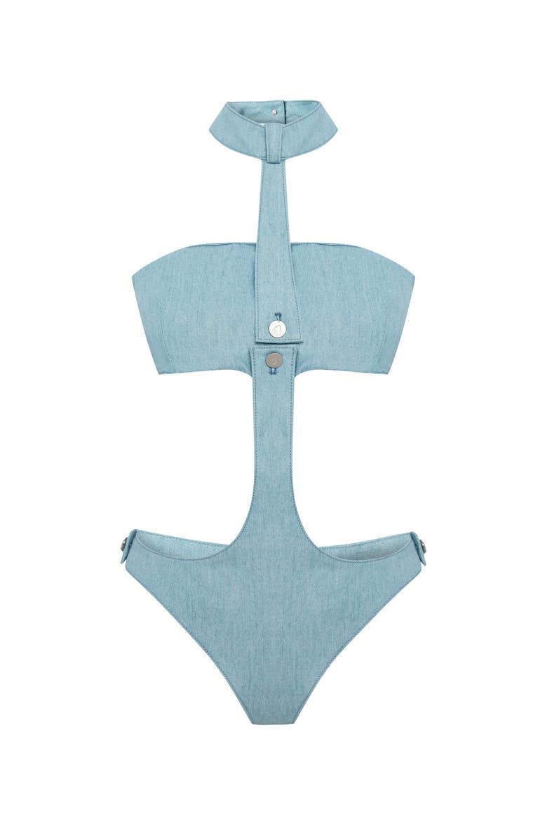 Belinda Denim Bodysuit, Alternate, color, Iced Blue