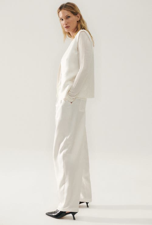 Silk Laundry Twill Slouch Pants White In White