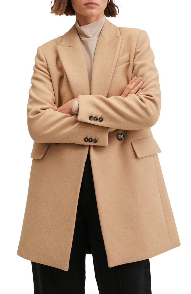 MANGO Double Breasted Coat, Main, color, 