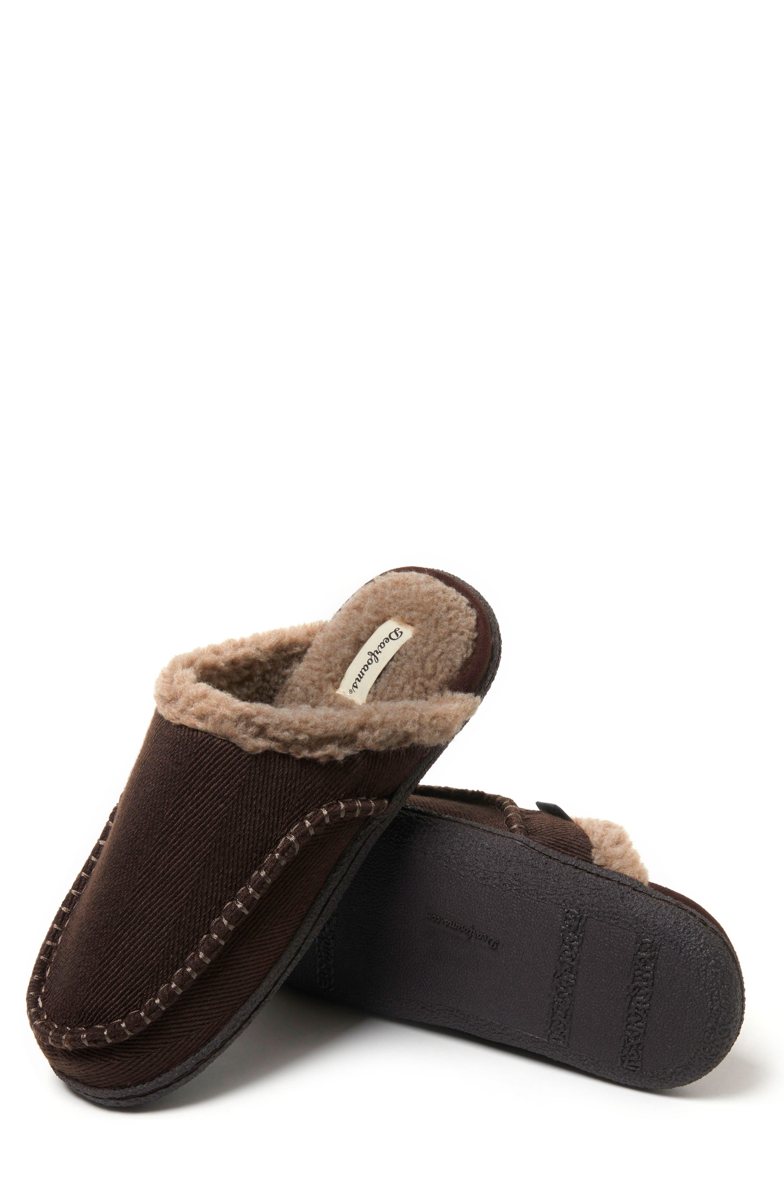 DEARFOAMS Matthew Faux Shearling Scuff Slipper, Alternate, color, Coffee