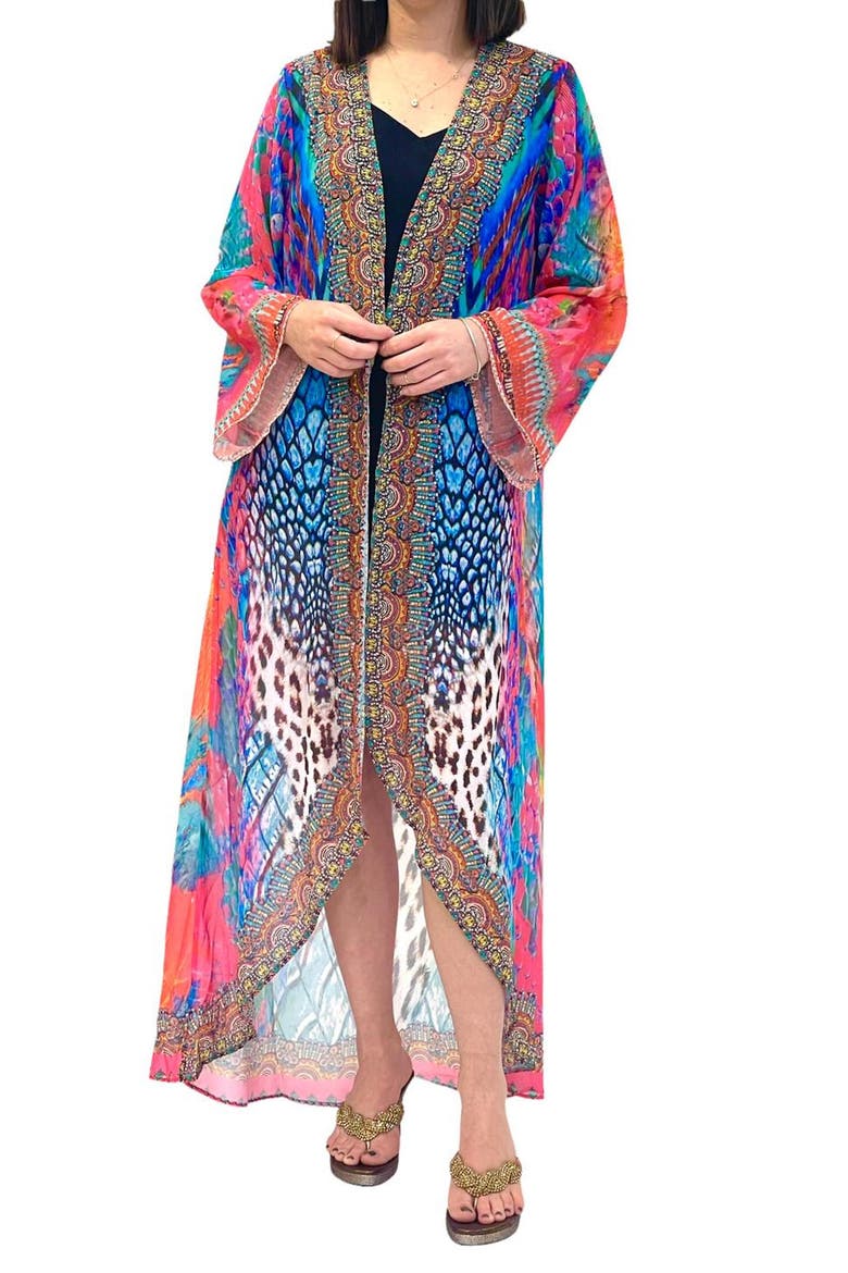 Color Print Longline Duster, Main, color, MULTI
