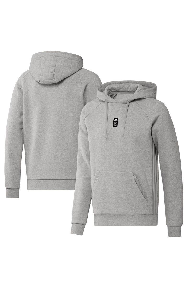 adidas Men's adidas Heathered Gray Austin FC Travel Raglan Pullover Hoodie, Main, color, 