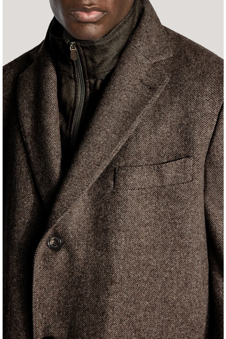 Delroy Wool & Silk Overcoat, Alternate, color, BROWN