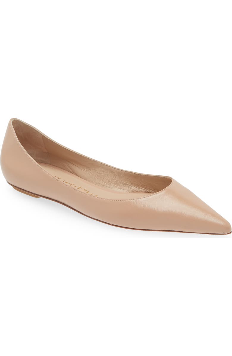 Stuart Weitzman Emilia Pointed Toe Flat, Main, color, Adobe