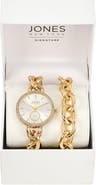 Jones New York Three-Hand Quartz Bracelet Watch & Chain Link Bracelet Set, 36mm