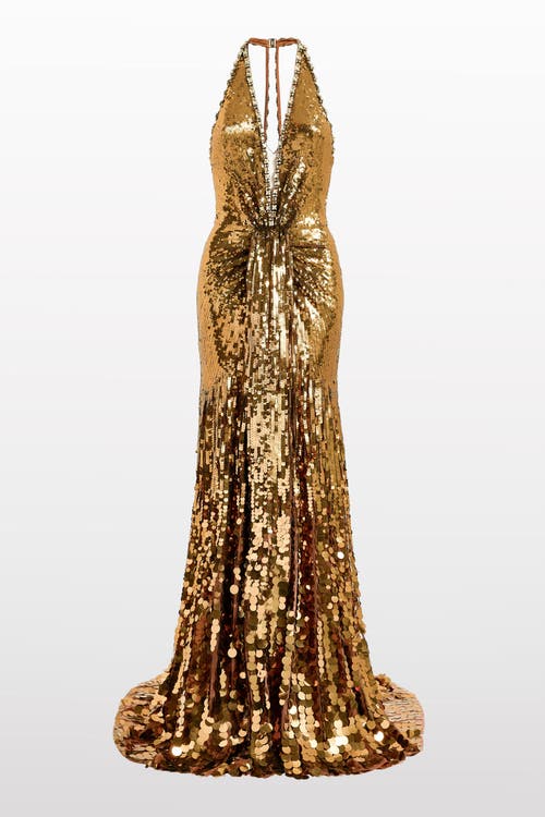 Jenny Packham Lisette Sequin-embellished Maxi Dress In Brown