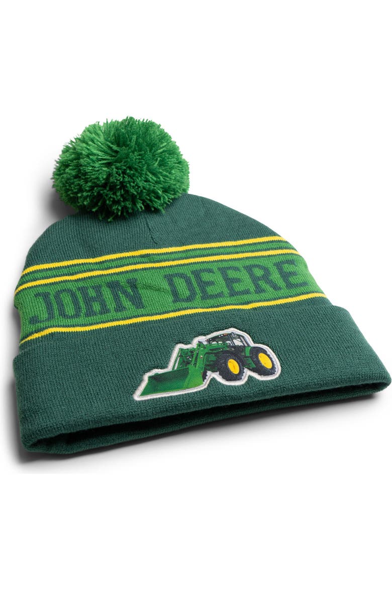 Fleece Lined Beanie Hat, Alternate, color, Forest Green Yellow
