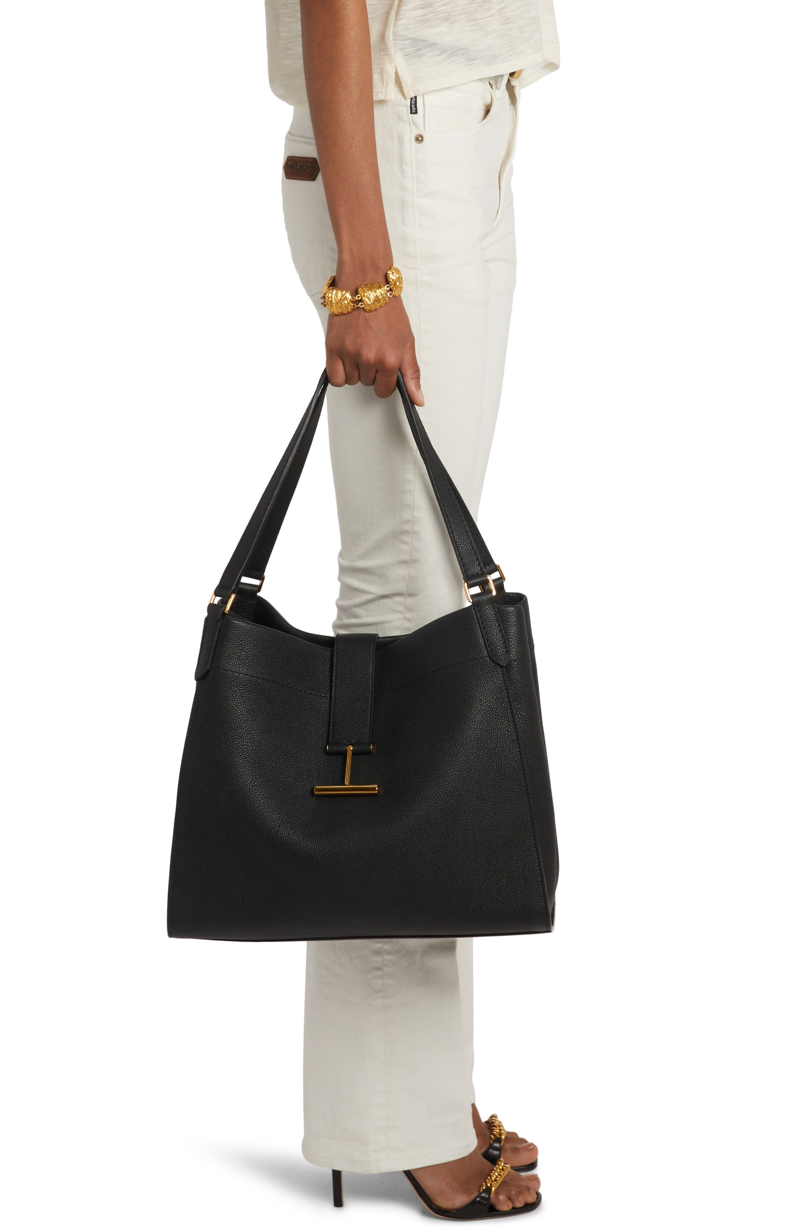 TOM FORD Large Tara Leather Tote, Alternate, color, 